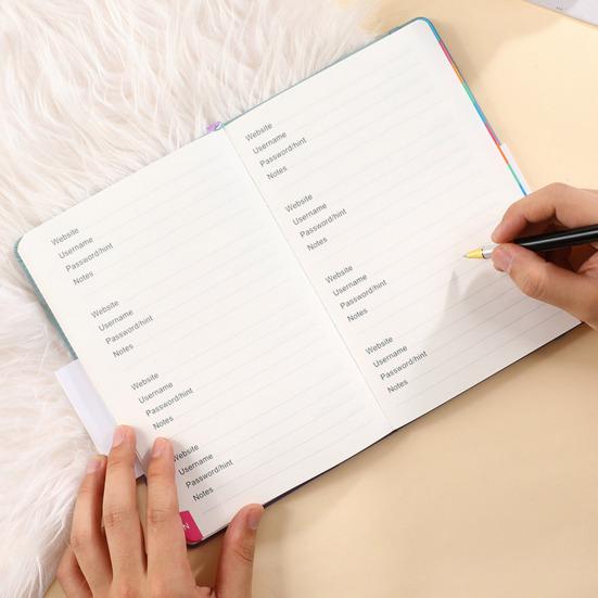 Книга паролей с красочными алфавитными вкладками Книга-хранитель паролей в твердом переплете для веб-сайта паролей в Интернете