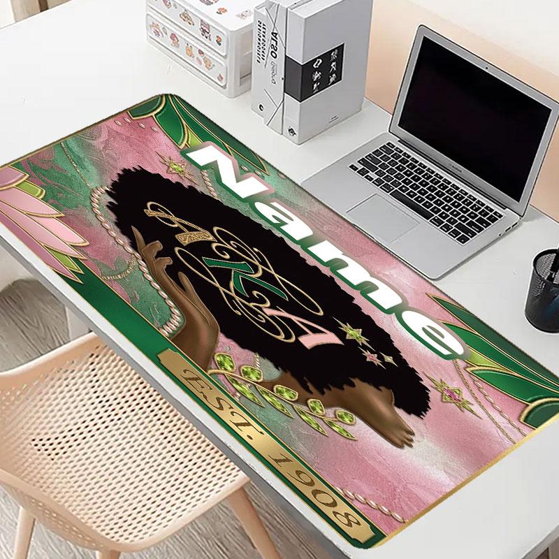 Custom Name Personalized Alpha Kappa Alpha Pattern Mousepad, Laptop PC Desk Mat, Decorative Desk Mat for Home Keyboard Pad Gift