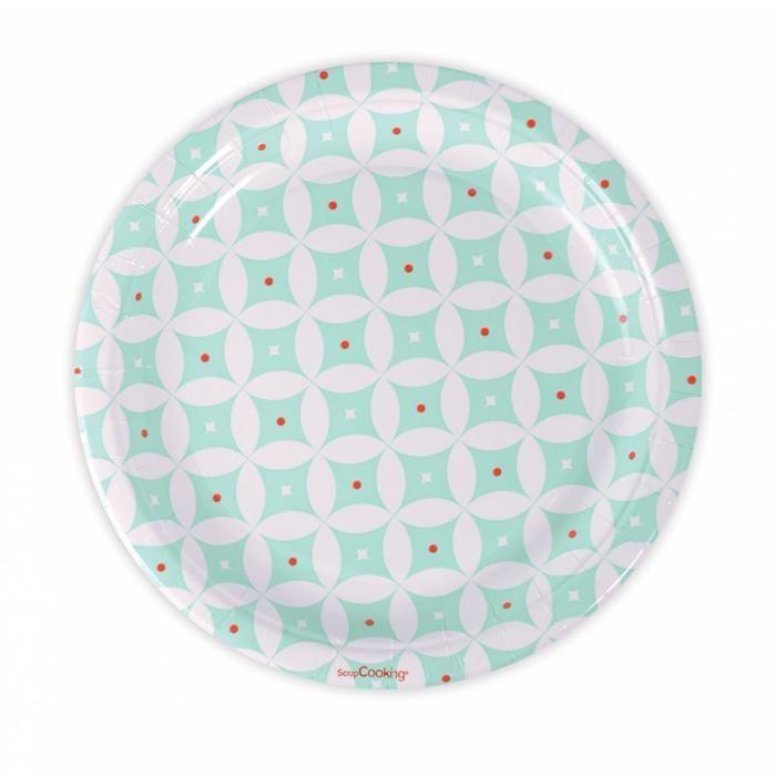 8 assiettes carton Ø 23 cm - Rosaces