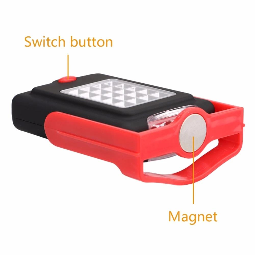 Портативный фонарик, 2 режима, 20 + 3 светодиода, лампа с магнитной рабочей подставкой, складной крючок, фонарь, лампа