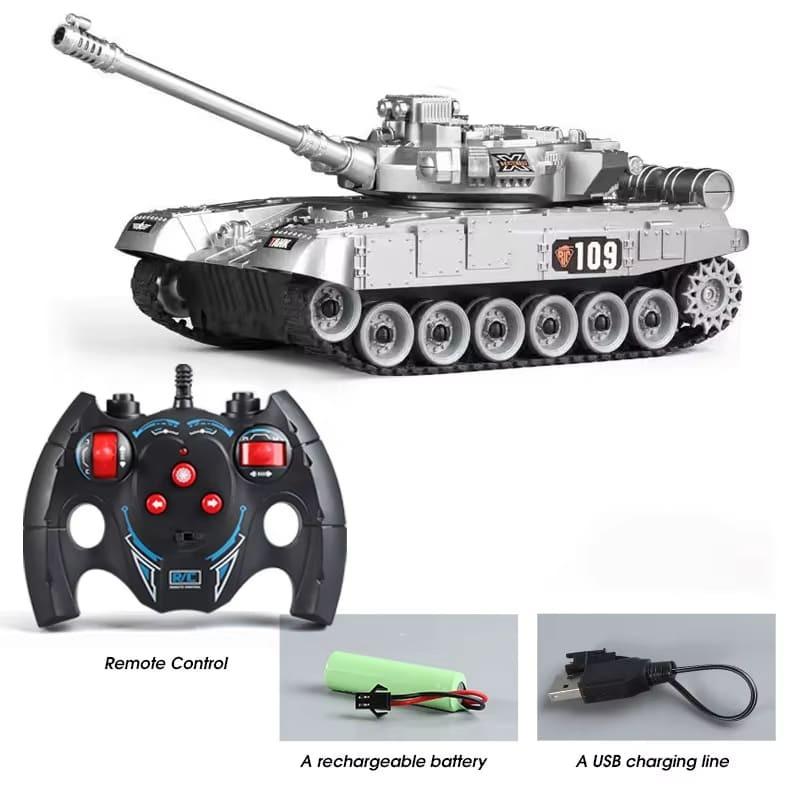 New Rc Tank Four-Way Armored Vehicle Tracked Tank Model Military Truck Simulation Sound Tiger Toy Boy Children Gift Rechargeable Kids Toy