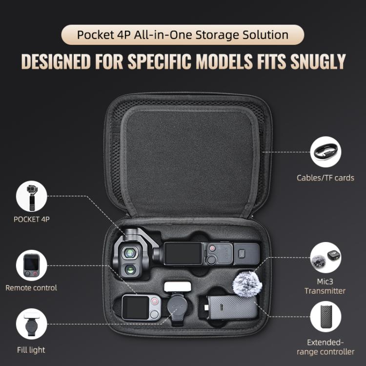 For DJI Osmo Pocket 4P STARTRC Portable Carrying Case Molded All-round Set Storage Bag (Black)
