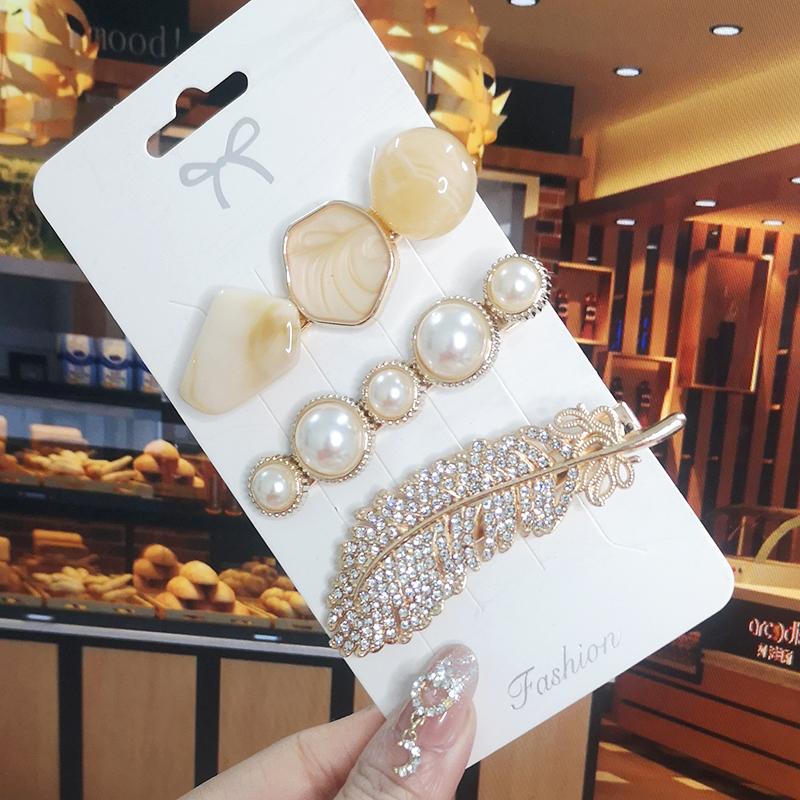 Корея Блестящий Кристалл Набор Заколок для Волос Модные Аксессуары для Волос Тренд для Женщин Девушка Жемчуг Стразы Заколка Боковая Заколка для Волос