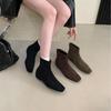 2025 New Round Head Rear Zipper Short Thick Heel Thin Martin Women's Short Boots Fashion Rear Zipper Women's Shoes