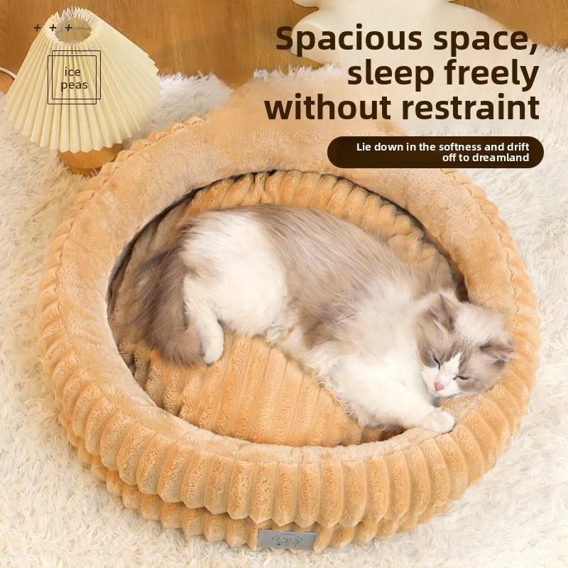 Cozy Pet Shelter Round Pet Bed With Thick Padding For Dogs And Cats