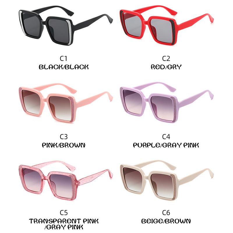 Children Ultraviolet Protection Square Sunglasses Glitter Decoration Fashion Girls Boys Outdoor Beach Sunscreen Sun Glasses