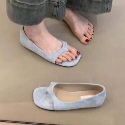 Версия из мягкой кожи~ Французские сказочные сандалии-однопедальки с носком, римские сандалии, универсальные, с внутренней высотой, увеличивающей рост, юбка, балетки, маленькие одинарные туфли