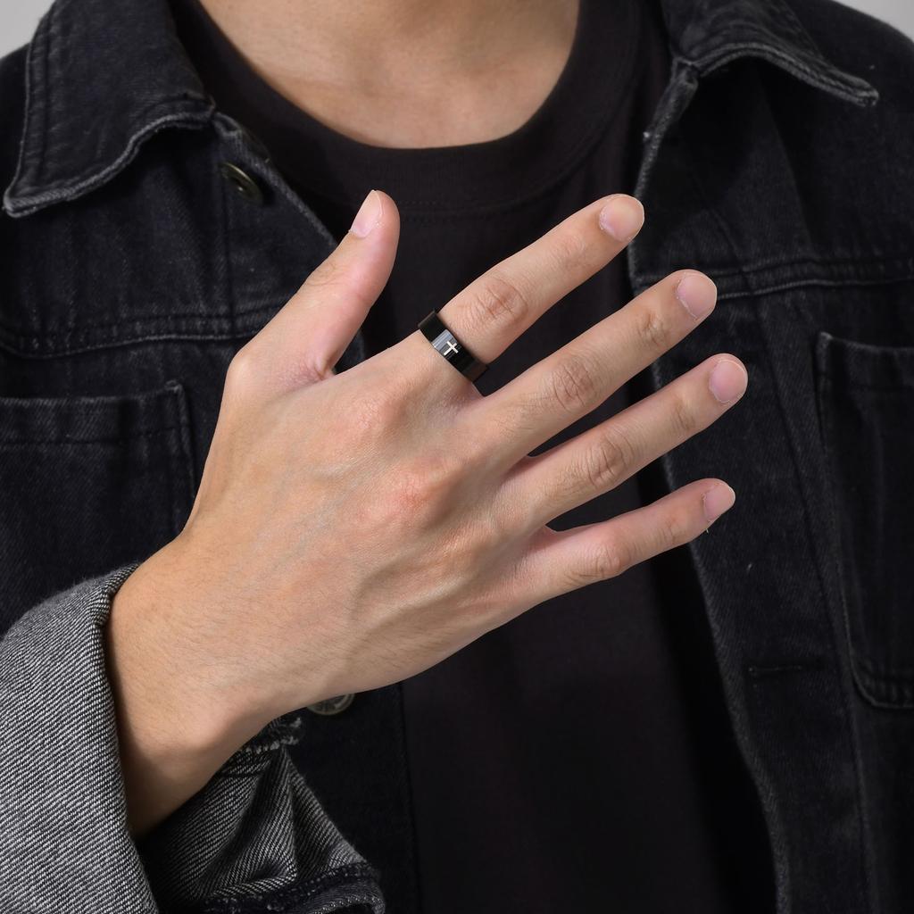 6 мм из нержавеющей стали обручальное кольцо с крестом для мужчин, христианская молитва, религиозный подарок на палец, ювелирные изделия