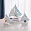 Iron Craft Sailing Model Ocean Style Woode Base Desktop Boat Ornament Mediterranean Mediterranean Sailboat Ornament Home Decor