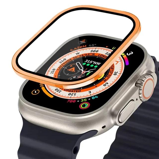 Корпус из алюминиевого сплава + закаленное стекло для Apple Watch Ultra 2 49 мм Защитная пленка от царапин для iWatch Ultra 49 мм