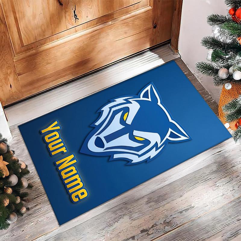 Warrington Wolves Crystal Velvet Rug, Custom Name Text Personalized Non‑Slip Floor Mat for Home Decor Gift