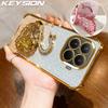 KEYSION Противоударный чехол с гальваническим покрытием для Xiaomi 15T Pro 5G Прозрачный ТПУ с блестками Инкрустированная подставка в виде лебедя Задняя крышка для Xiaomi 15T