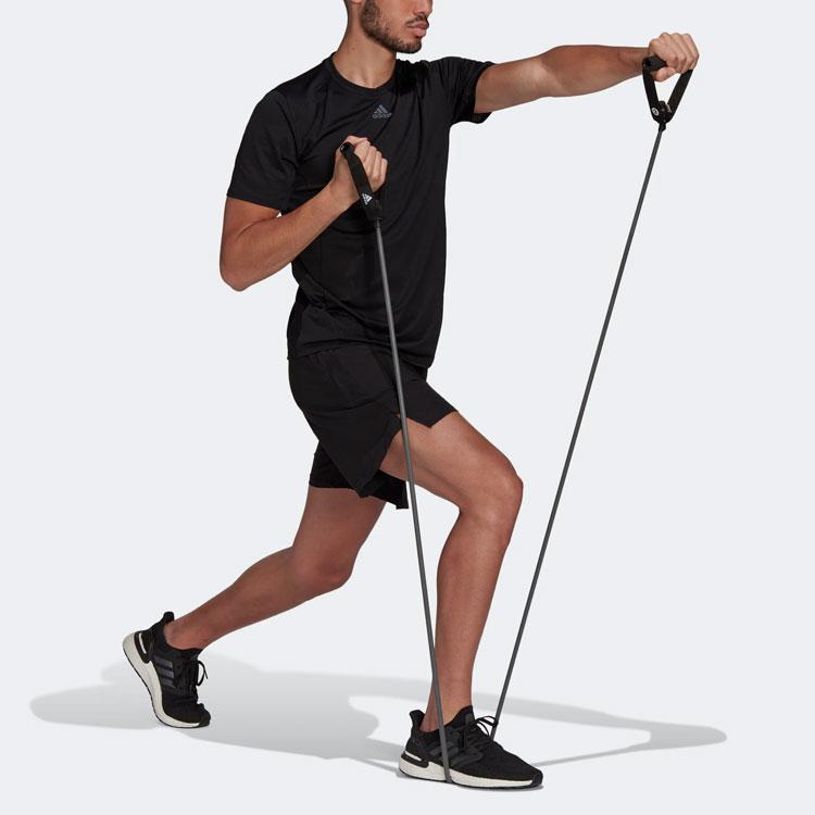 Adidas Мужская футболка с коротким рукавом и однотонным логотипом для фитнеса, черные топы HP1932