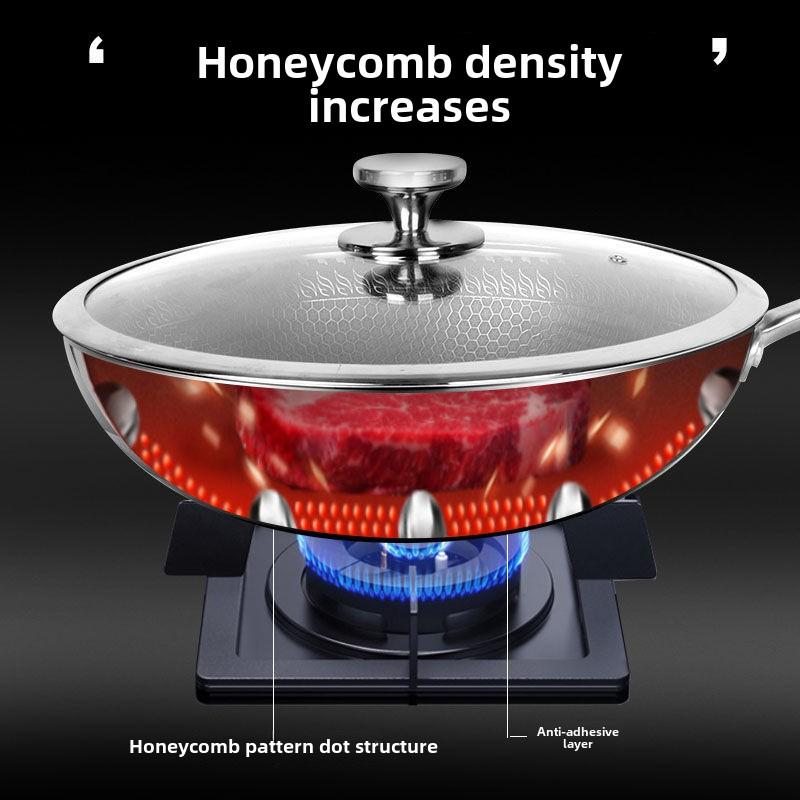 316 Stainless steel wok Non-stick cooker less oil smoke induction cooker gas stove Universal stainless steel wok health wok