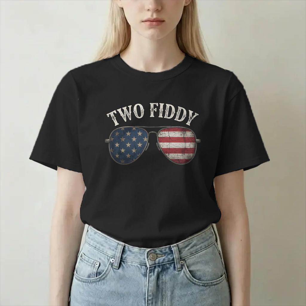 Two Fiddy 4th Of July T Shirt For Unisex Unisex 100 Cotton Awesome Tshirts Round Neck Tees Short Sleeve Tops Adult