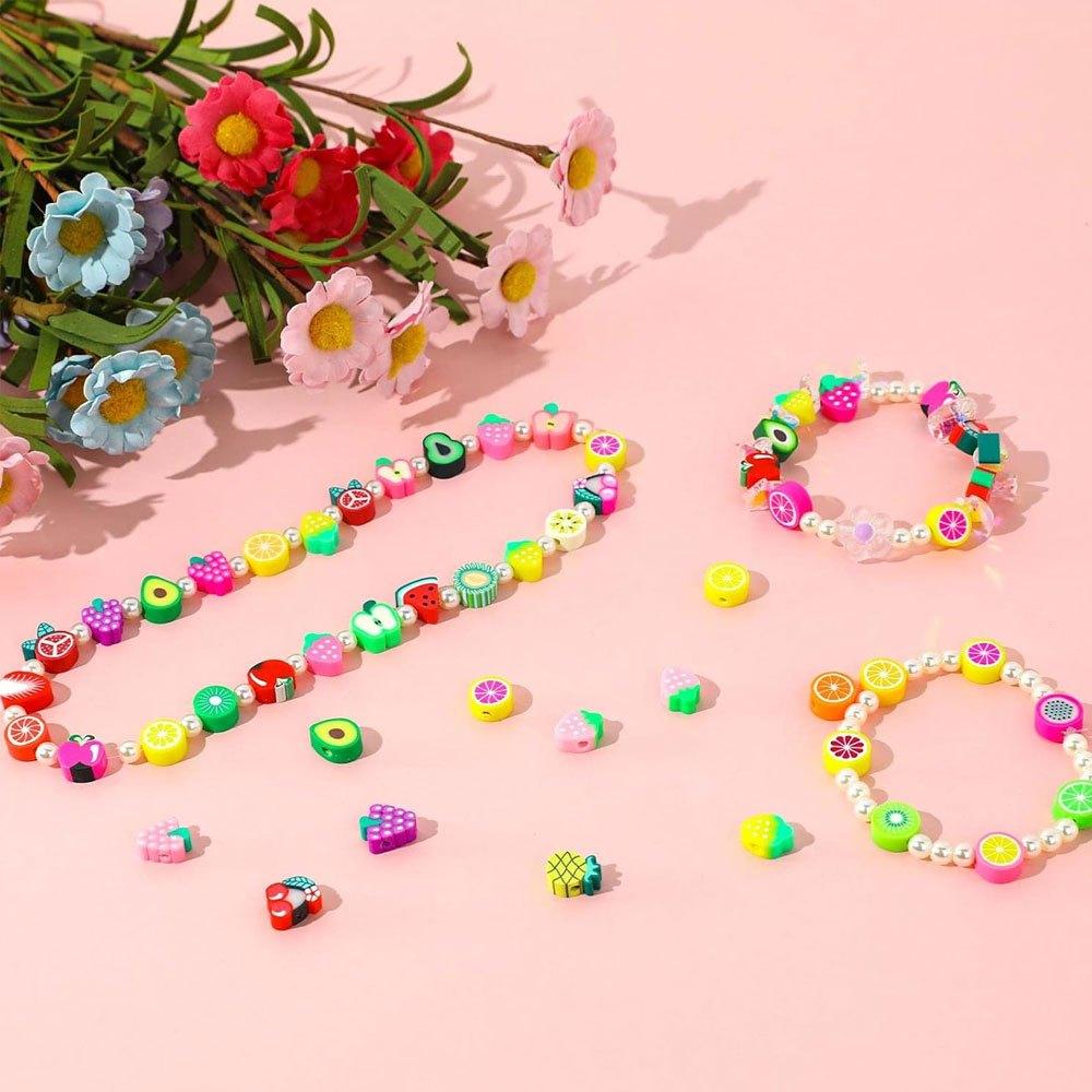 17/27pcs Soft Ceramic Material Fruit Style Clay Beads Interesting Fruit Beads Interval Clay Beads DIY Bracelet Necklace Earrings Keychain Foot Chain