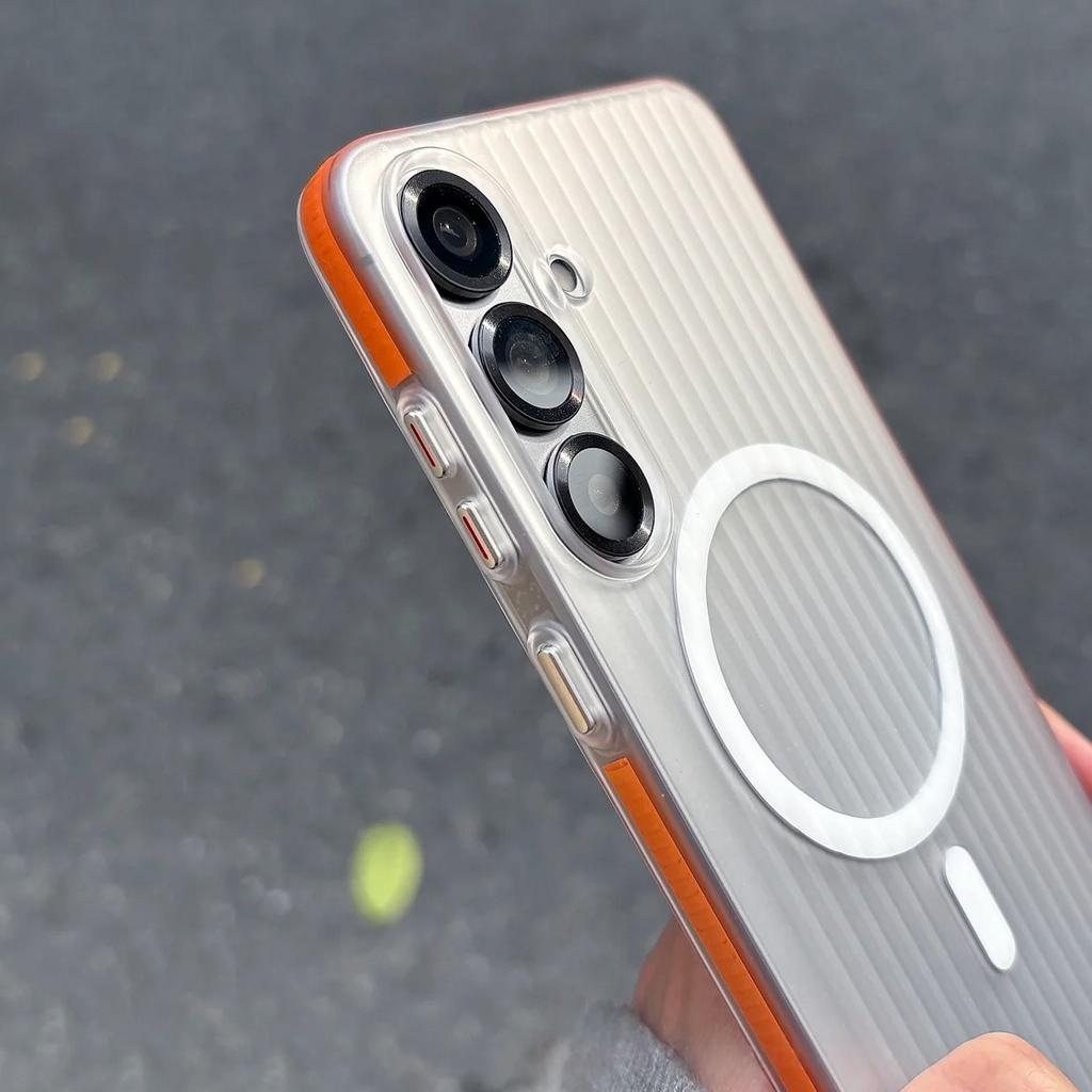 Тонкий матовый гофрированный для магнитного чехла для Samsung Galaxy S26 S25 S24 Ultra Plus Нескользящая рамка Ударопрочная жесткая крышка