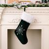 Festive Plush Edge Snowflake Design Christmas Stockings In Red Green And Gray For Holiday Cheer