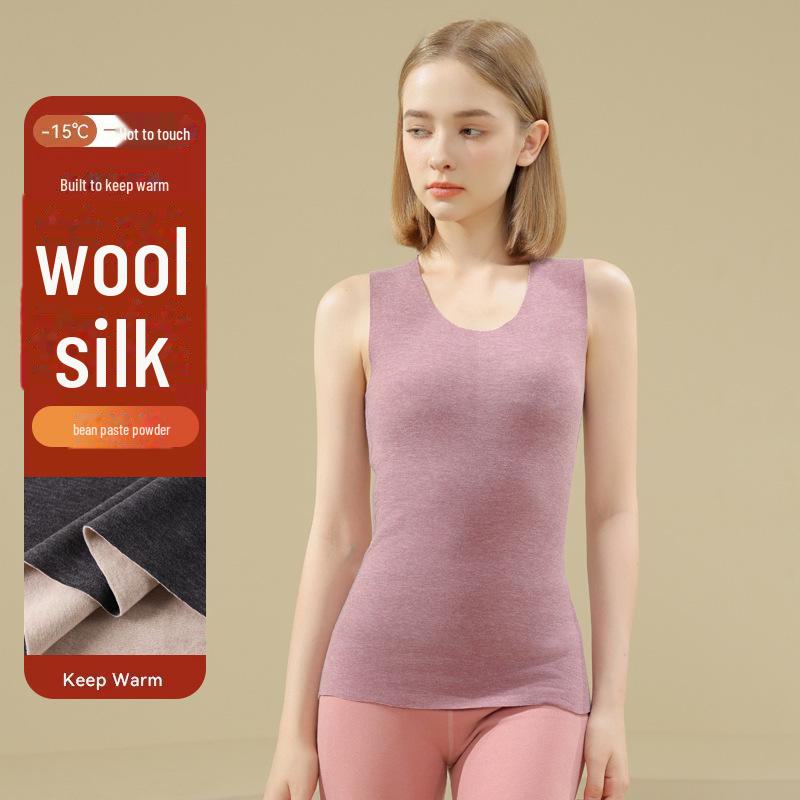 Женская бесшовная майка: Рубашка без рукавов из тонкого флиса и жилет на весну и осень