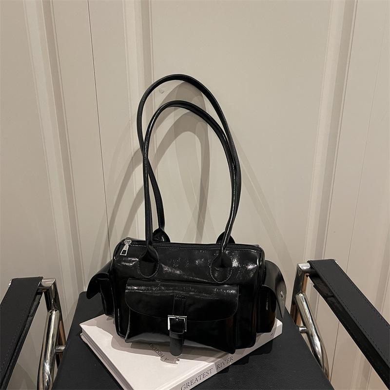 Handbag for Women, Casual, Large Capacity, Bowling Bag with Multiple Pockets, Underarm Style, Boston Single Shoulder Bag