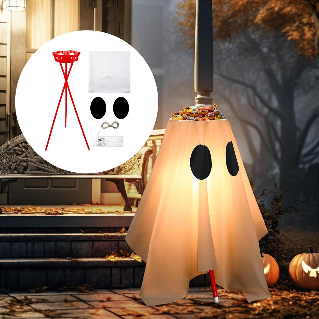 Подставка для конфет на Хэллоуин, держатель для конфет «Призрак» с LED-подсветкой, праздничные украшения на Хэллоуин для помещений и улицы