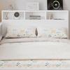 Wooden Bed 120x200 cm with Pull-Out Bed 90x190 cm, White Bed with Side Storage Shelf Mountable Left/Right, Headboard Shelf and Charging Station