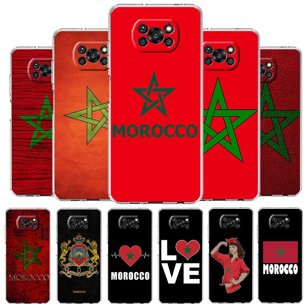 Morocco Flag Soccer Phone Case For Xiaomi Poco X3 NFC F3 M3 X4 X5 Pro 5G Mi 11 12 Lite Ultra 11T 11X 12T Pro 11i Clear Cover