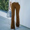Эластичный пояс, высокая талия, сплошной цвет, карманы, расклешенные брюки, осень-зима, широкие вельветовые брюки-клеш, уличная одежда