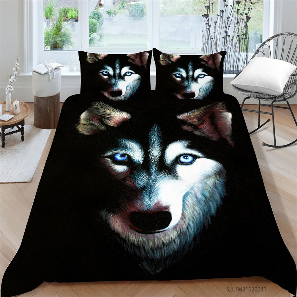 Комплект пододеяльников, домашний текстиль с волком и наволочкой, пододеяльник с животными, комплект постельного белья королевского размера, постельное белье для подростков