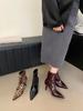 Fashion Women Ankle Boots Chelsea Boots Winter Autumn Thin High Heels 2024 New Arrivals Black Red Leopard Sock Boots Woman Size 35-39