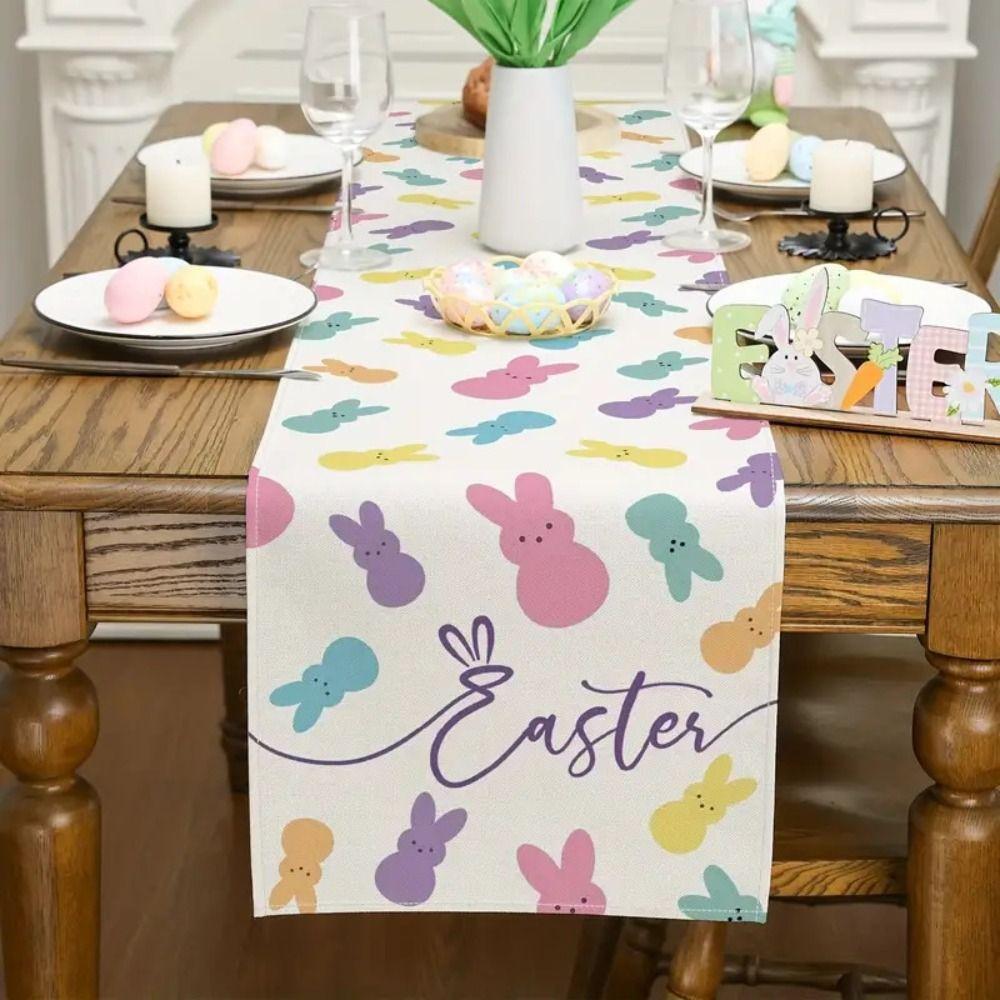 Винтажная пасхальная скатерть-кролик, маслостойкая, для обеденного стола, льняная скатерть-кролик, вечеринка