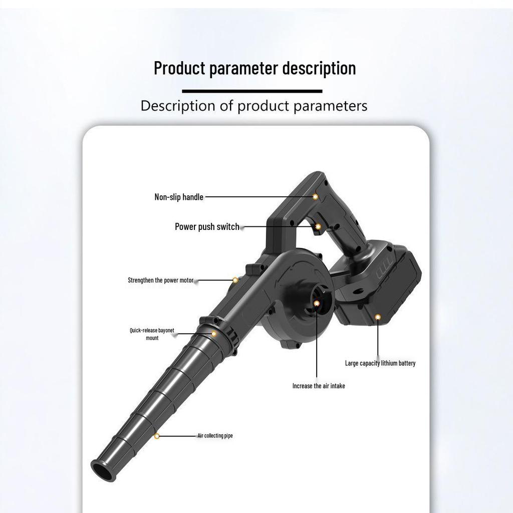Портативный беспроводной воздуходув высокой мощности: Ручной пылесос и воздуходувка двойного назначения с литиевой батареей