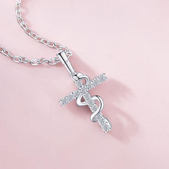 Женское ожерелье с подвеской в виде креста и змеи из кубического циркония, полая цепочка, регулируемая длина, гальваническое покрытие