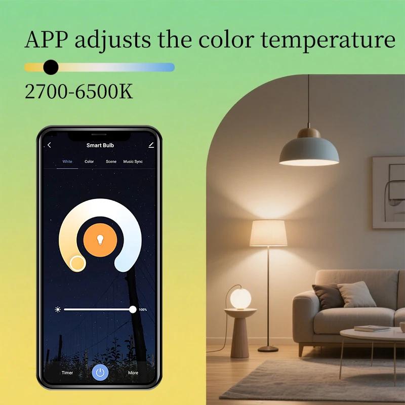 Tuya Wifi BLE Умная светодиодная лампа Alexa Светодиодная лампа E27 RGB 85-265V Умные лампы для Google Ассистента Smart Life