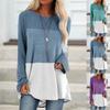 Women's Casual Fashion Long Sleeves Round Neck Tunic Tees Casual Loose Blouse