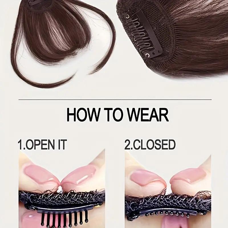 Синтетические прямые светло-коричневые темно-коричневые тупые воздушные челки спереди челка на заколках аккуратные для женщин на каждый день