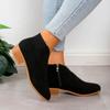 Модные классические женские ботильоны с острым носком, осень 2024 года, простые и модные ботинки на молнии с неглубокой подошвой и толстым носком, Zapatos De Mujer