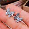 Huitan Fashion Butterfly Stud Earrings with Crystal Cubic Zirconia for Women Delicate Girl Accessories Wedding Versatile Jewelry