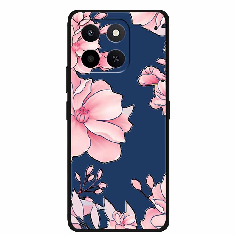 3D Emboss Case For Honor Play 10T 400 Smart 4G 5G Relief Flower Back Cover Black TPU Silicone Soft Case For Honor X7d 4G 5G Para