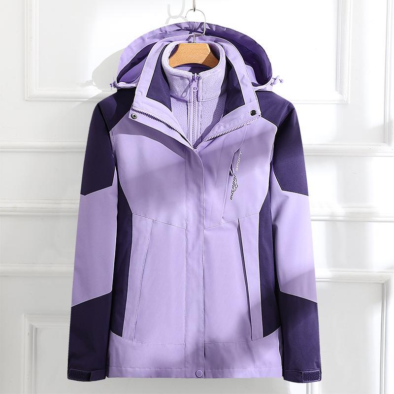 Куртка Три-в-одном Съемный Комплект из двух предметов Женская Одежда для альпинизма на открытом воздухе Ветрозащитная и водонепроницаемая Осень и зима Скрытая куртка