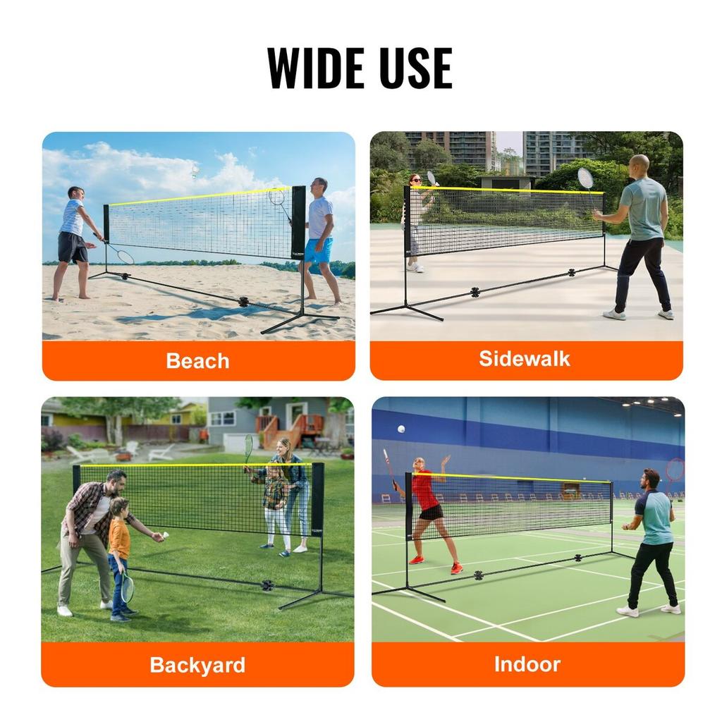 Badminton Net, Height Adjustable Volleyball Net, 10ft Wide Foldable Pickleball Net, Portable Easy Setup Tennis Net Set with Poles, Stand and Carry