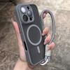 Прозрачный матовый магнитный чехол для iPhone 16 14 13 Mini 15 12 11 Pro Max Plus со шнурком-браслетом Magsafe противоударный бампер