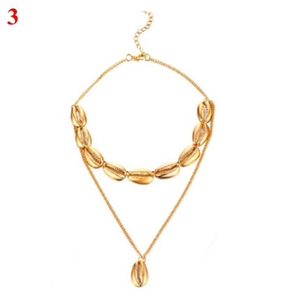 Fashion Gifts Golden Multilayer Shell Necklace Beach Jewelry Cowry Seashell Pendant Bohemian