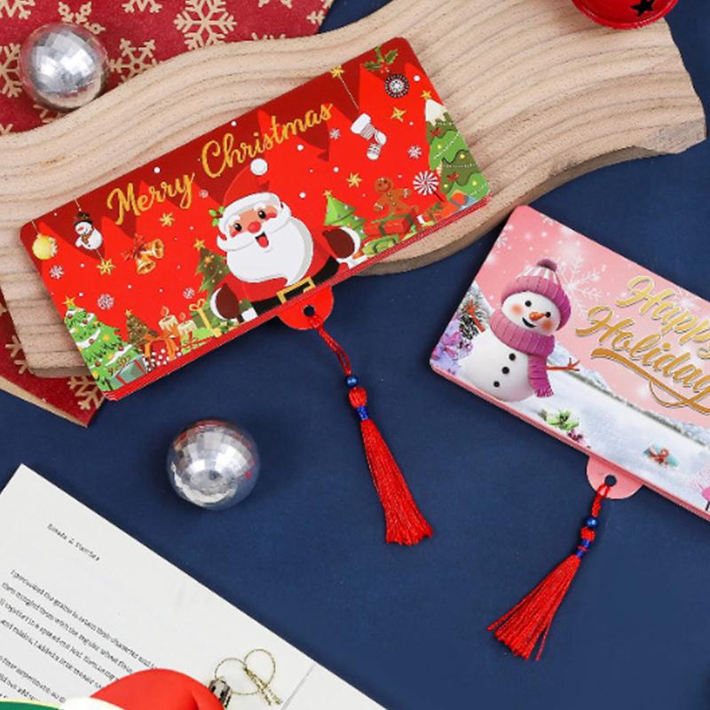 2 шт. Праздничный красный конверт 10-слотовый Рождественский мешочек для денег и зажим для подарочной карты Идеально подходит для Рождества, дней рождения и Дня благодарения