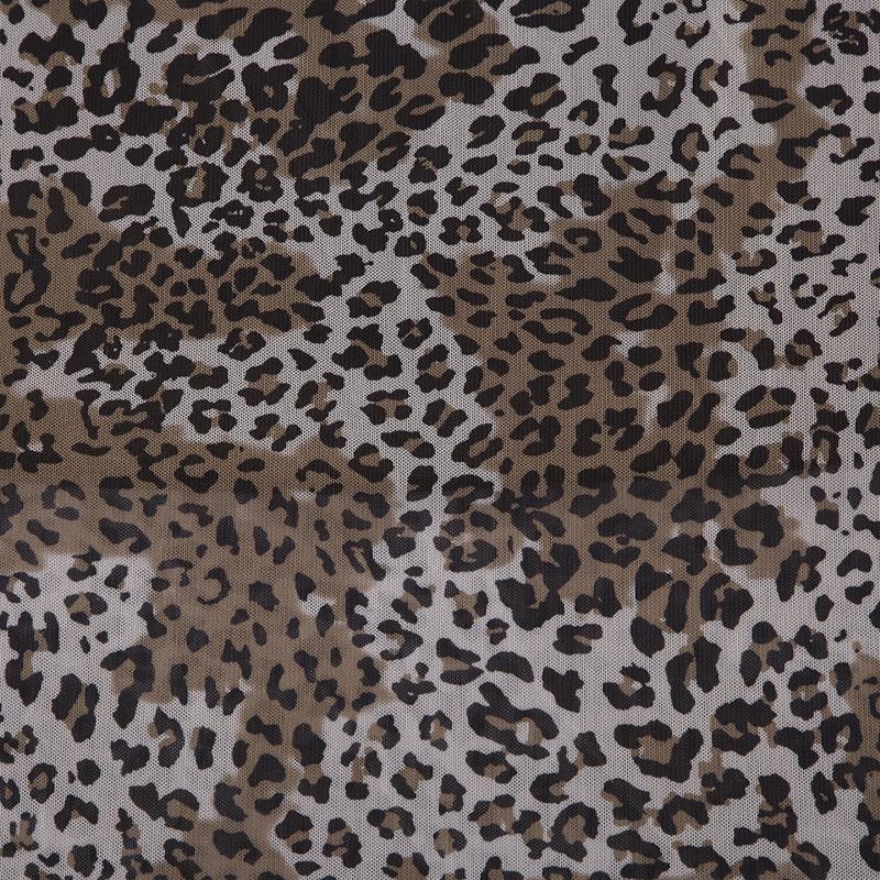 Осень/Зима 2024 Европейский и Американский Стиль Леопардовый Принт Сетка Асимметричная Длинная Юбка