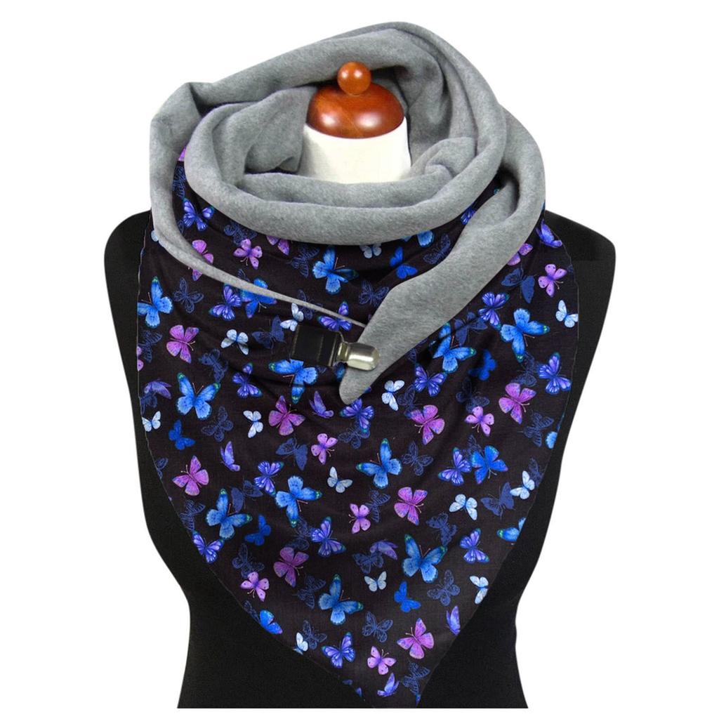 Женский повседневный шарф с принтом, модный многоцелевой платок в стиле ретро, ​​шарф на пуговицах