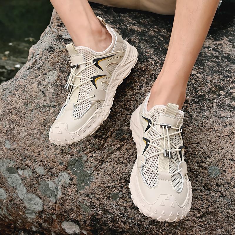 Fashion Beige Size 48 Men's Casual Shoes Mesh Breathable New Male Comfortable Outdoor Walking Shoes Classic Men Shoes Large Sneakers