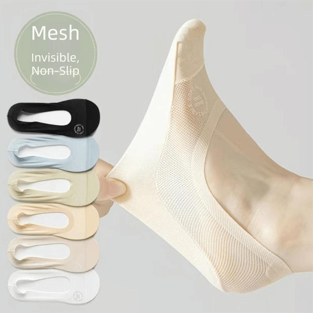 Solid Color Bottom Invisible Socks Ultra-Thin Anti Slip Socks Simple Boat Socks Spring Summer