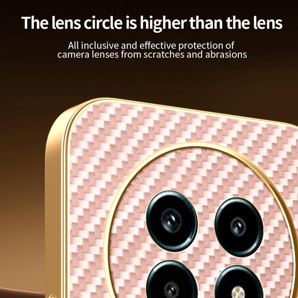 Для Realme 13 Pro 5G (Глобальный)/13 Про+ 5G (Глобальный) Чехол для телефона Текстурированный под углеволокно Гальванизированная задняя крышка из ТПУ