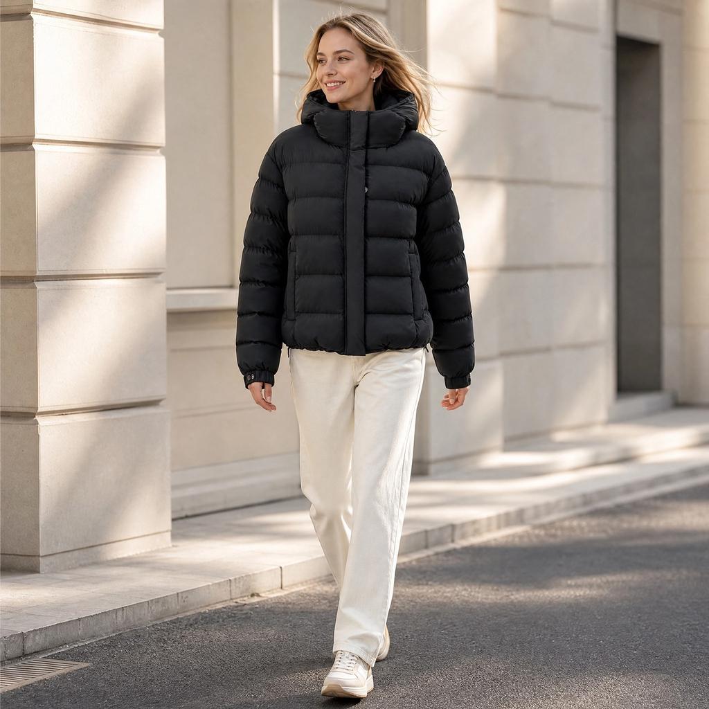 Winter pocket zipper hat bread clothes short cotton-padded clothes warm jacket women's clothing export